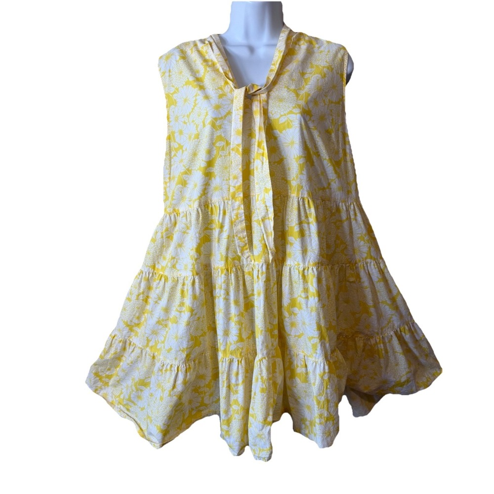 Lisa Marie‎ Fernandez XL Target Yellow Floral Tiered Trapeze Babydoll Swing